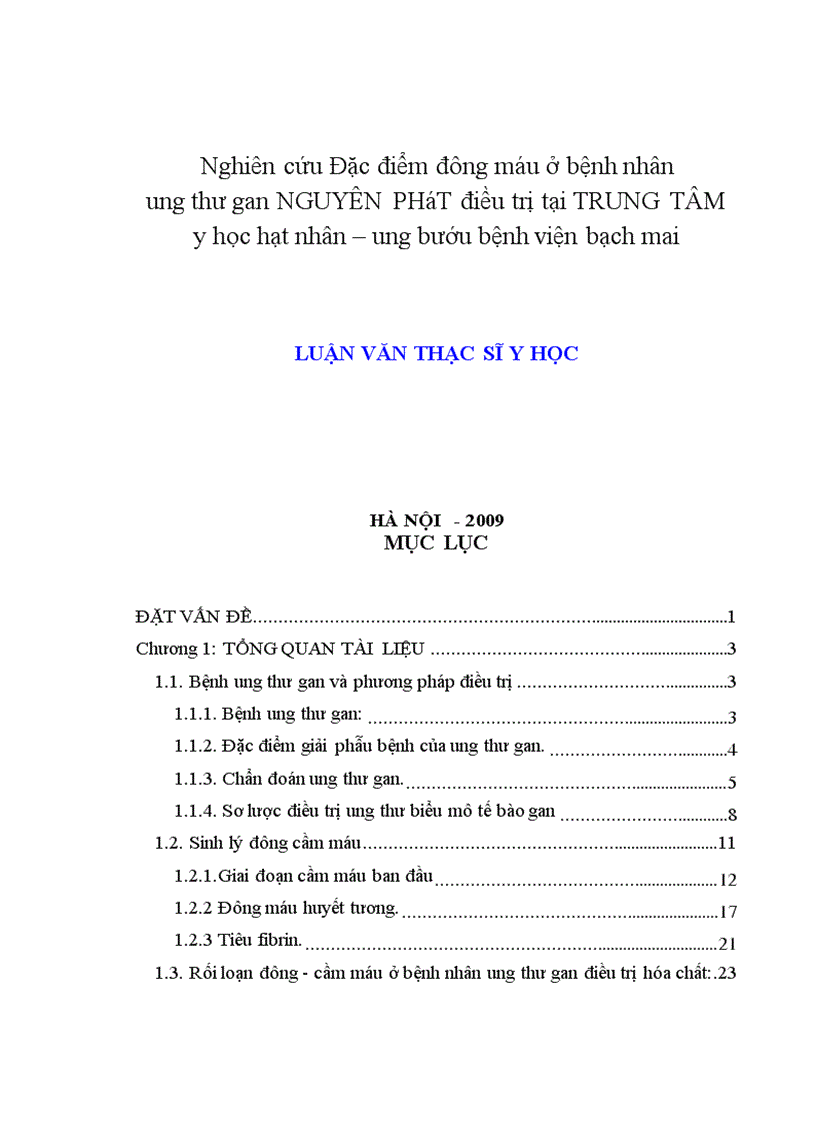 image for page Nghiên cứu đặc điểm đông máu ở bệnh nhân ung thư gan nguyên phát điều trị tại Trung tâm y học hạt nhân ung bướu Bệnh viện Bạch Mai