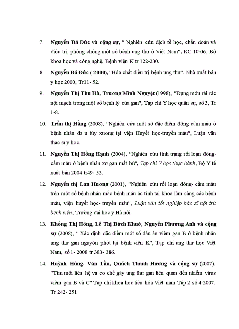 image for page Nghiên cứu đặc điểm đông máu ở bệnh nhân ung thư gan nguyên phát điều trị tại Trung tâm y học hạt nhân ung bướu Bệnh viện Bạch Mai