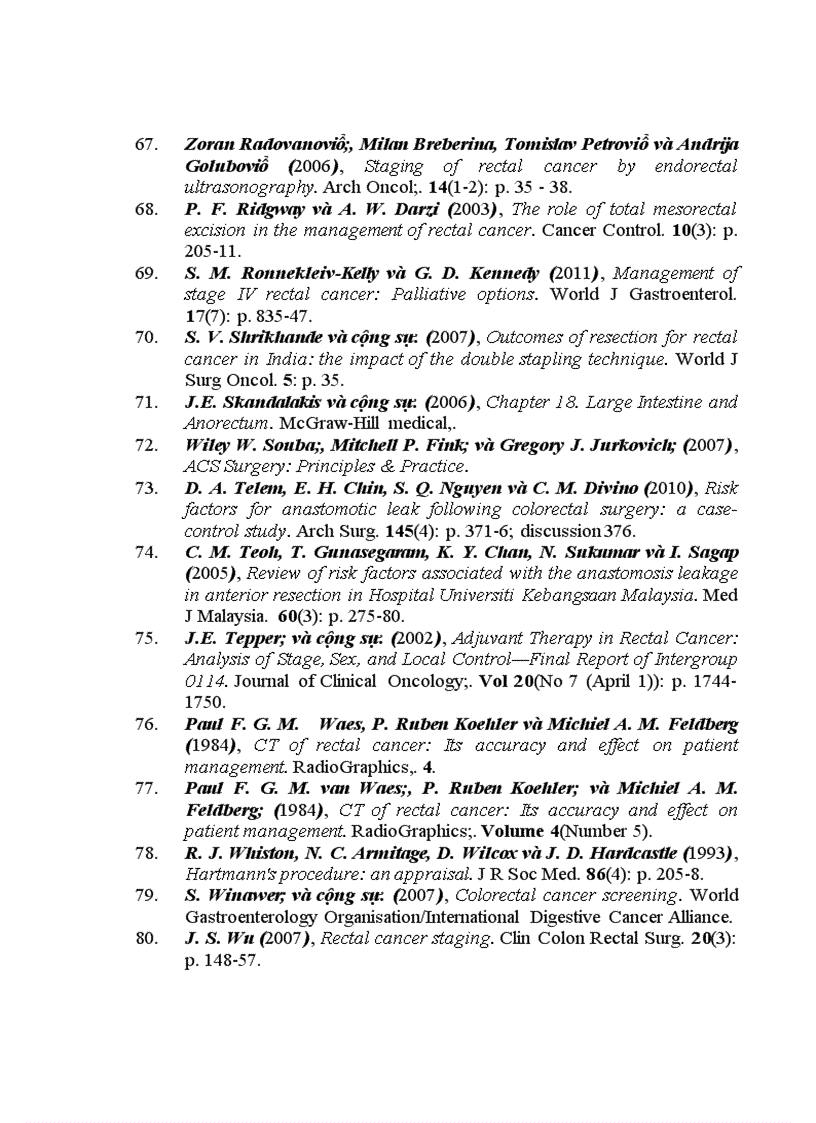 image for page Mô tả một số đặc điểm về chẩn đoán hình ảnh và chất chỉ điểm ung thư ở những bệnh nhân ung thư biểu mô tuyến trực tràng