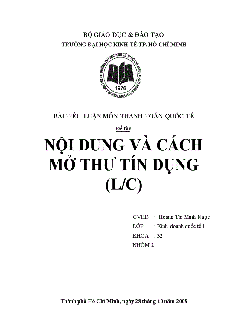 Nội dung và cách mở thư tín dụng l c