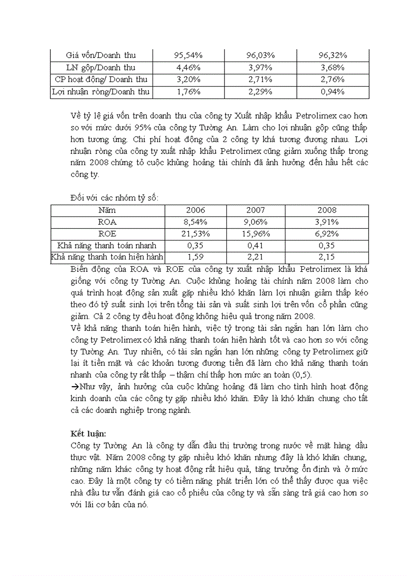 image for page Bài phân tích tài chính công ty cổ phần dầu thực vật TƯỜNG AN 1