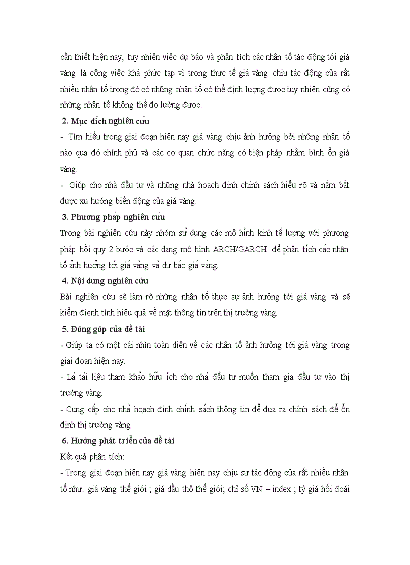 image for page Phân tích các nhân tố tác động và dự báo giá vàng việt nam kiểm định tính hiệu quả của yếu tố thông tin trên thị trường vàng tiếp cận bằng mô hình vởi phương pháp hồi quy hai bước và các dạng mô hình arch garch 1