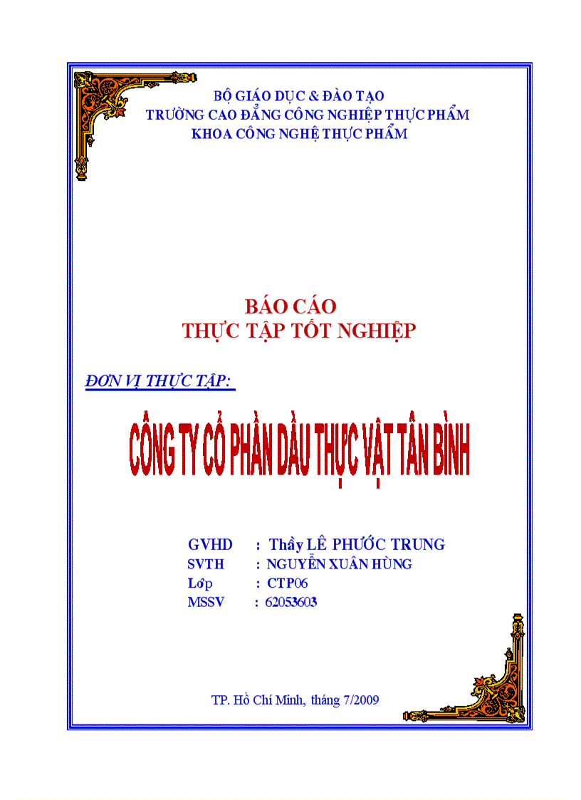 Bao Cao Thực Tập Tốt Nghiệp Cong Ty Cổ Phần Dầu Thực Vật Tan Binh