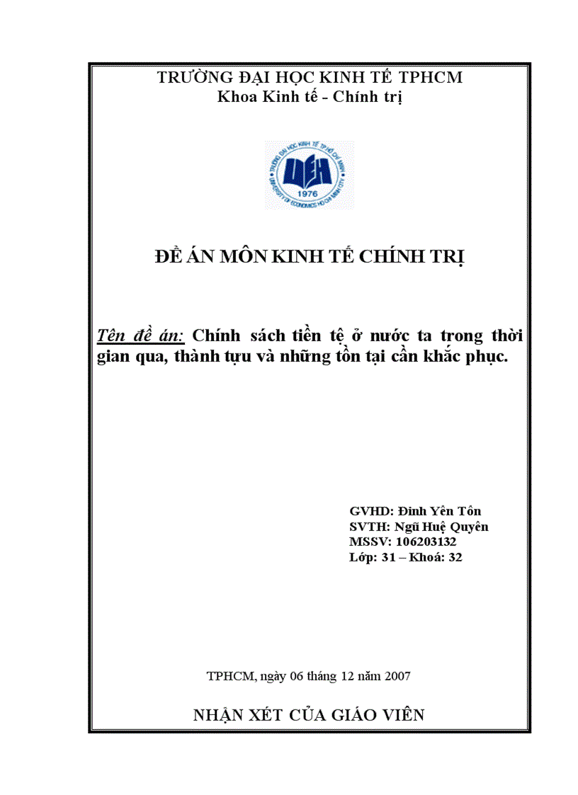 Chính sách tiền tệ ở nước ta trong thời gian qua thành tựu và những tồn tại cần khắc phục