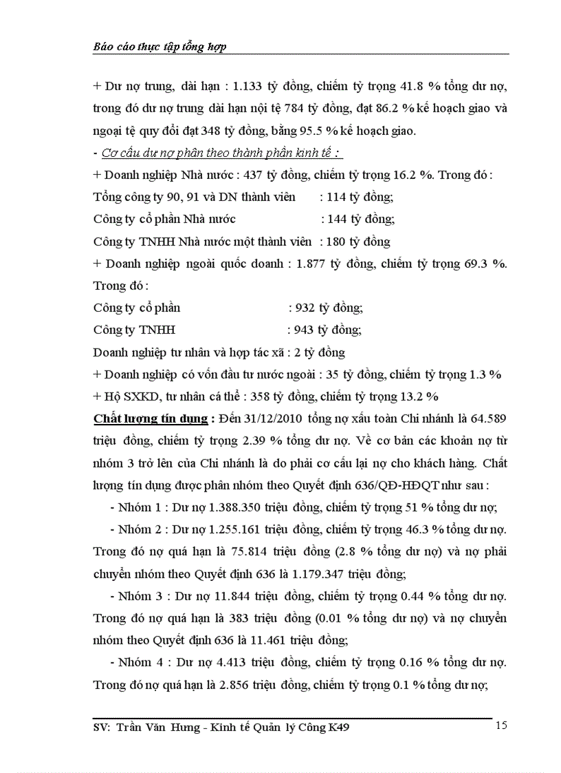 image for page Tổng quan về hoạt động kinh doanh của chi nhánh năm 2010