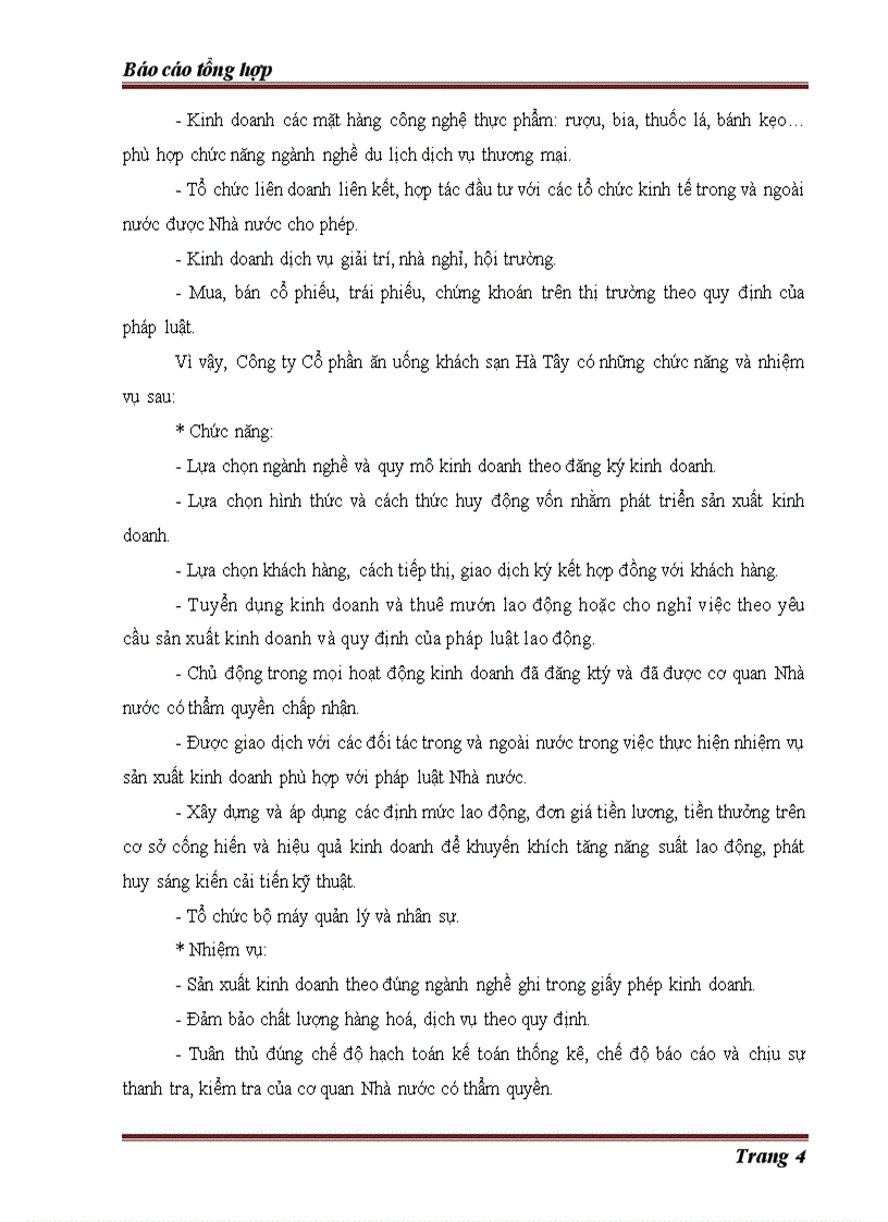 image for page Thực trạng về hoạt động kinh doanh của Công ty Cổ phần ăn uống Hà Tây