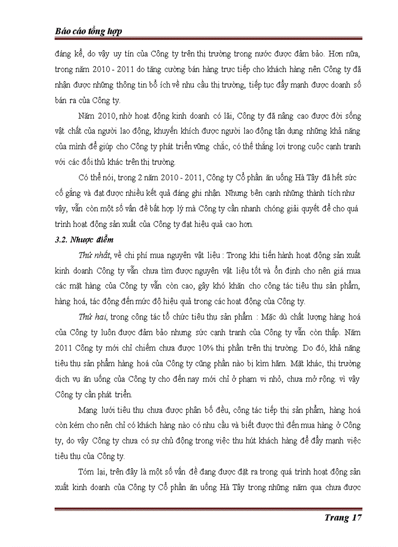 image for page Thực trạng về hoạt động kinh doanh của Công ty Cổ phần ăn uống Hà Tây