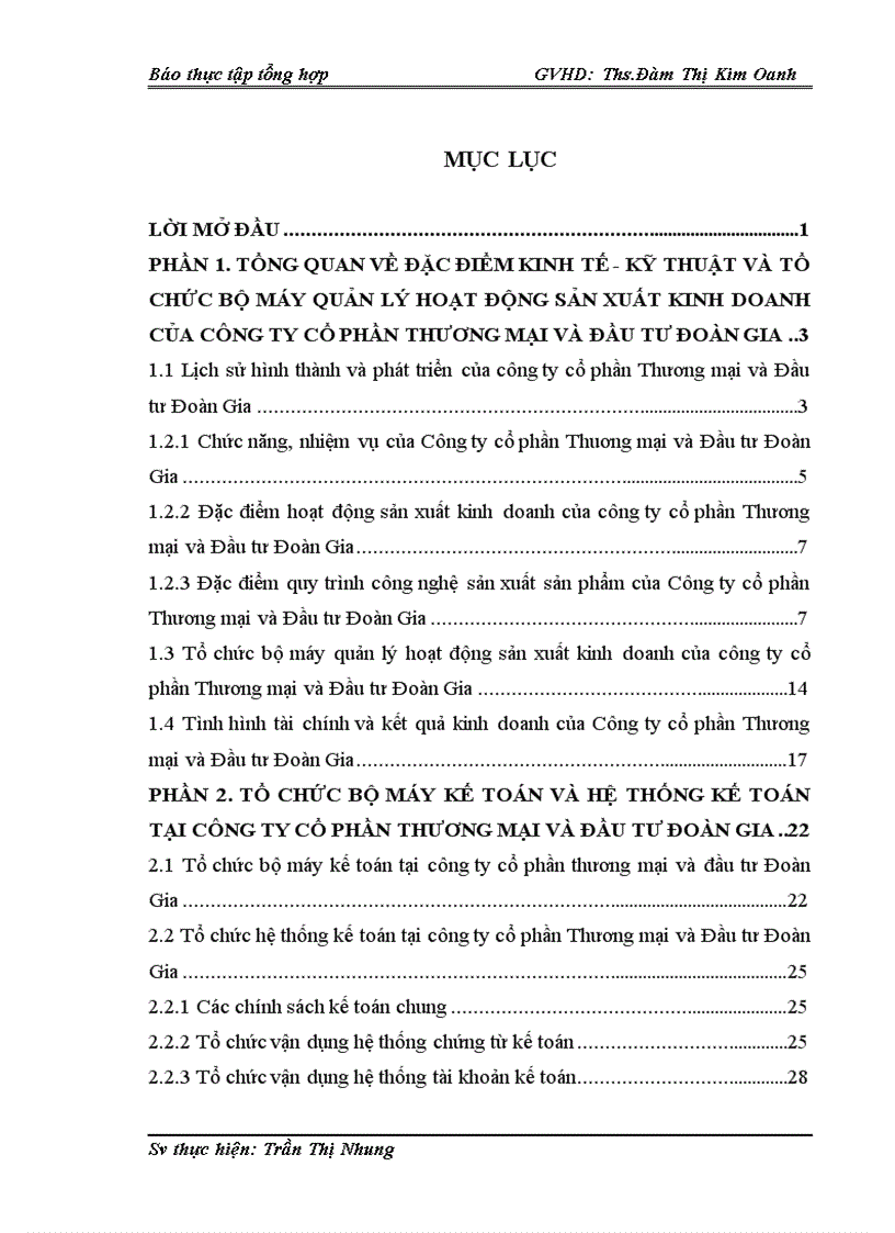 image for page Tổ chức bộ máy kế toán và hệ thống kế toán tại Công ty cổ phần Thương mại và Đầu tư Đoàn Gia