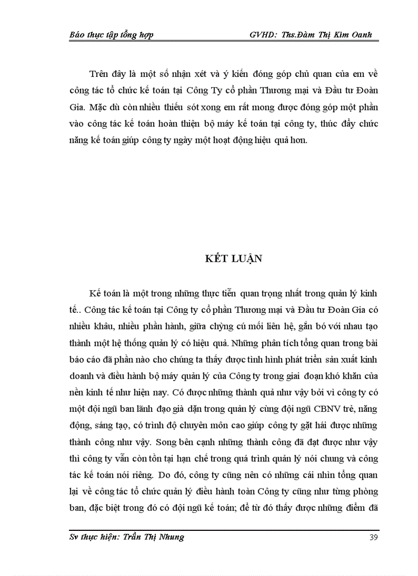 image for page Tổ chức bộ máy kế toán và hệ thống kế toán tại Công ty cổ phần Thương mại và Đầu tư Đoàn Gia