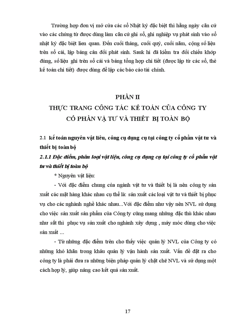 image for page Tổ chức kế toán tổng hợp tại công ty cổ phần vật tư và thiết bị toàn bộ