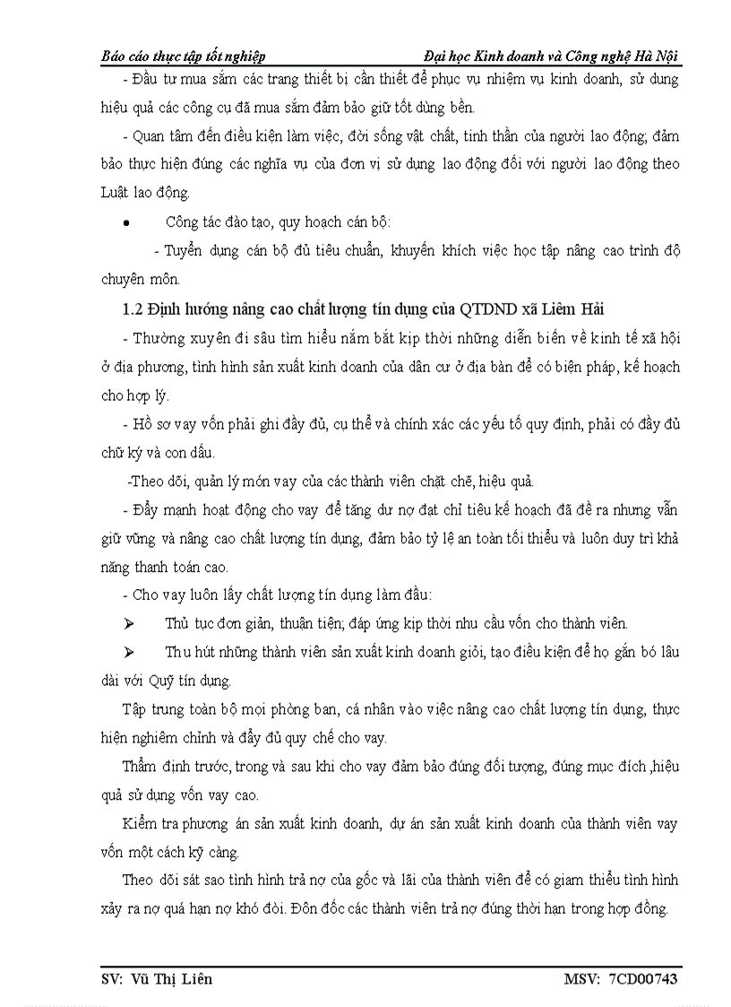 image for page Thực trạng chất lượng tín dụng tại Quỹ tín dụng nhân dân xã Liêm Hải