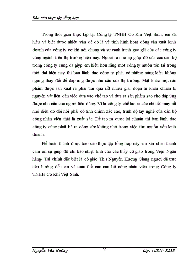 image for page Tổng quan về tình hình hoạt động sản xuất kinh doanh của công ty TNHH Cơ khí việt sinh