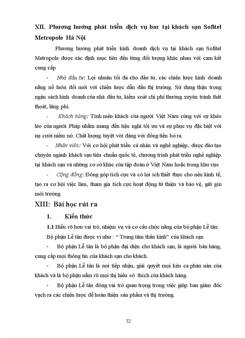 image for page Phương hướng phát triển dịch vụ bar tại khách sạn Sofitel Metropole Hà Nội