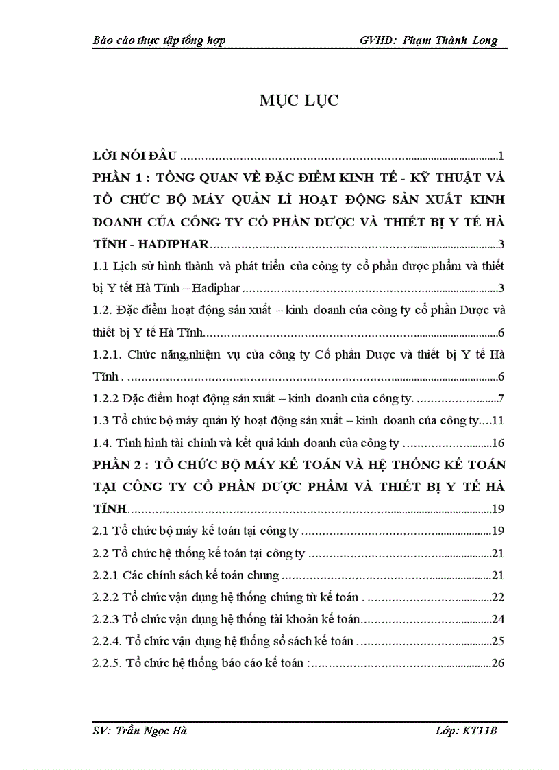 image for page Tổ chức bộ máy kế toán và hệ thống kế toán tại công ty Cổ phần Dược và thiết bị Y tế Hà Tĩnh