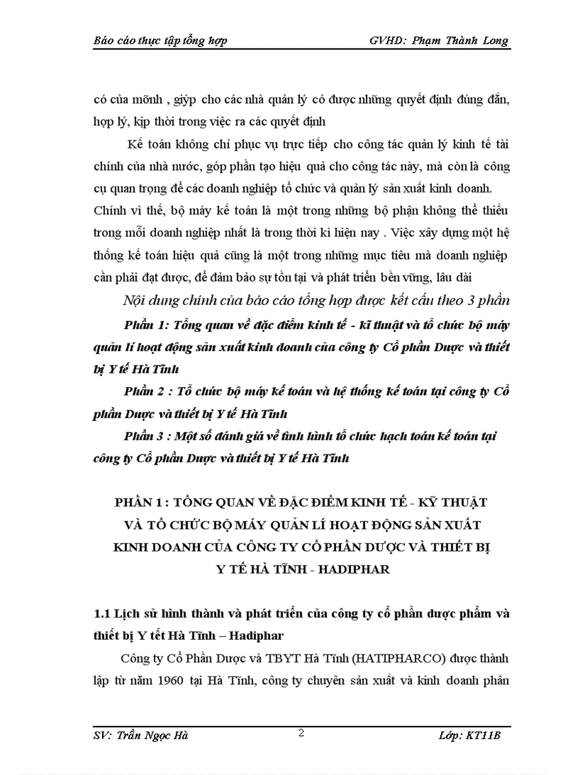 image for page Tổ chức bộ máy kế toán và hệ thống kế toán tại công ty Cổ phần Dược và thiết bị Y tế Hà Tĩnh