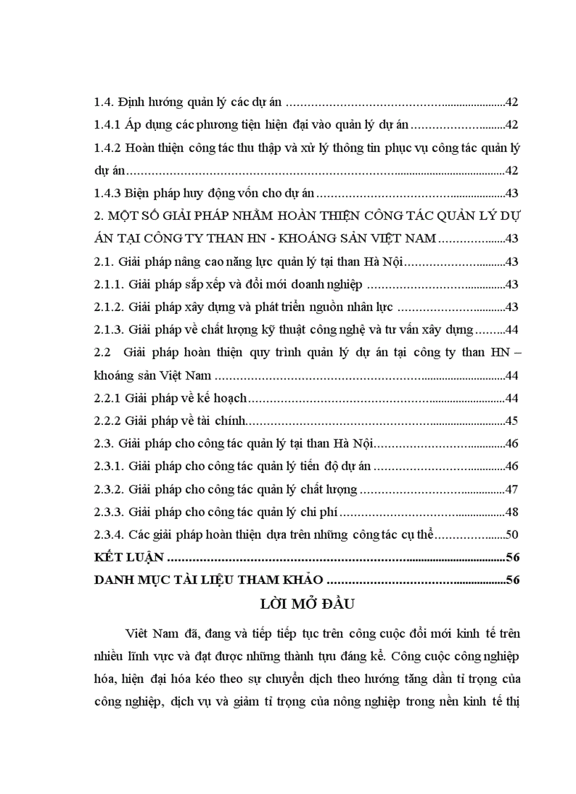 Công tác quản lý dự án đầu tư tại công ty Than Hà Nội khoáng sản Việt Nam Thực trạng và giải pháp