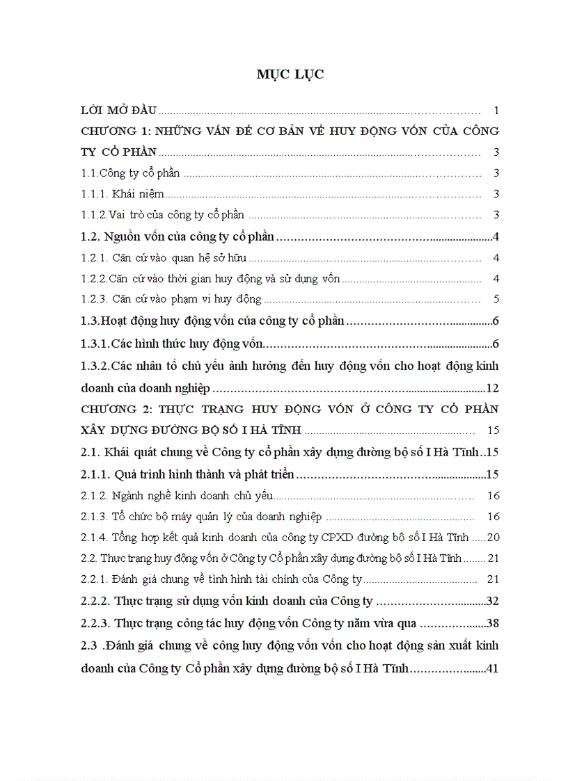 image for page Các giải pháp huy động vốn cho hoạt động sản xuất kinh doanh tại Công ty Cổ phần xây dựng đường bộ số I Hà Tĩnh 1
