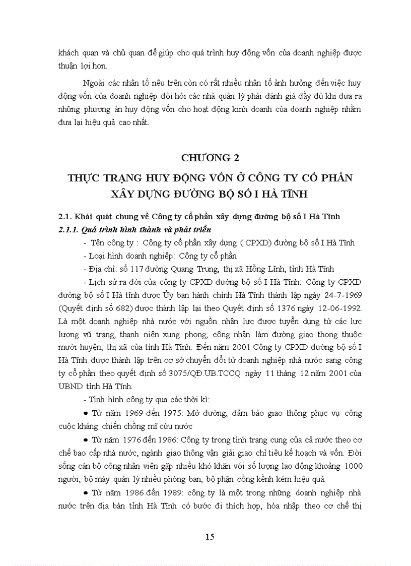 image for page Các giải pháp huy động vốn cho hoạt động sản xuất kinh doanh tại Công ty Cổ phần xây dựng đường bộ số I Hà Tĩnh 1