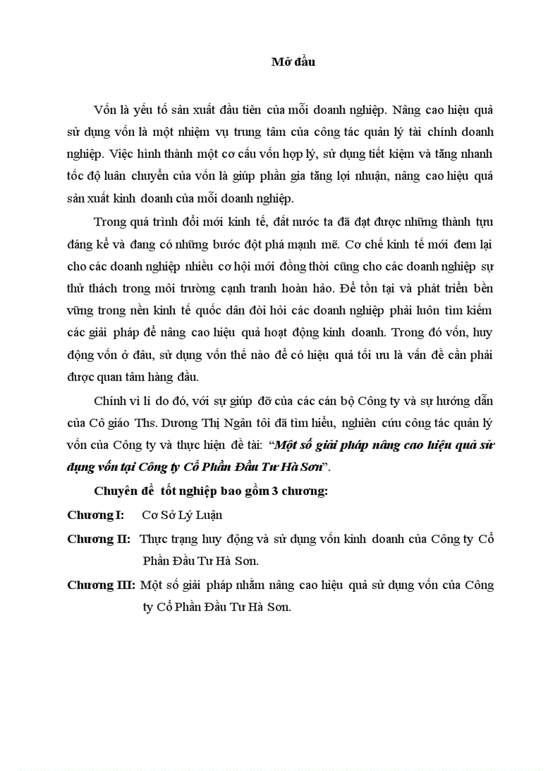 image for page Một số giải pháp nâng cao hiệu quả sử dụng vốn tại Công ty Cổ Phần Đầu Tư Hà Sơn 1