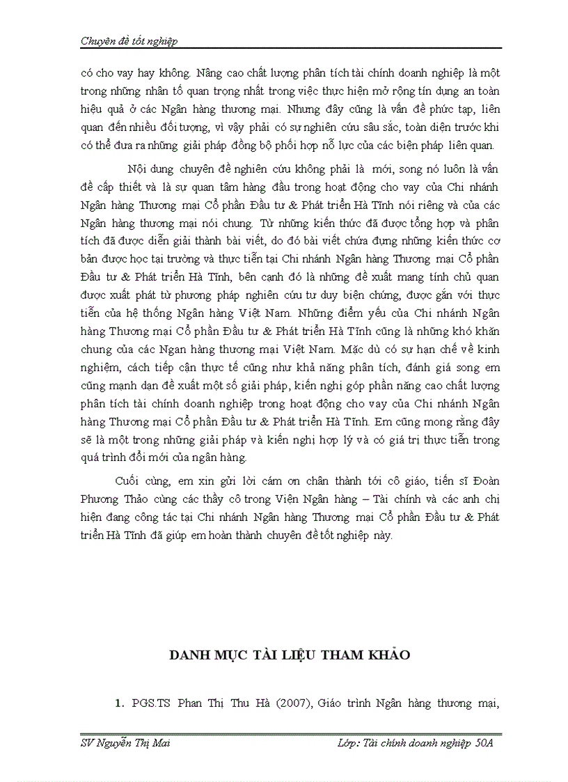 image for page Nâng cao chất lượng phân tích tài chính doanh nghiệp đối với khách hàng trong hoạt động cho vay tại chi nhánh Ngân hàng Thương mại Cổ phần Đầu tư Phát triển Hà Tĩnh