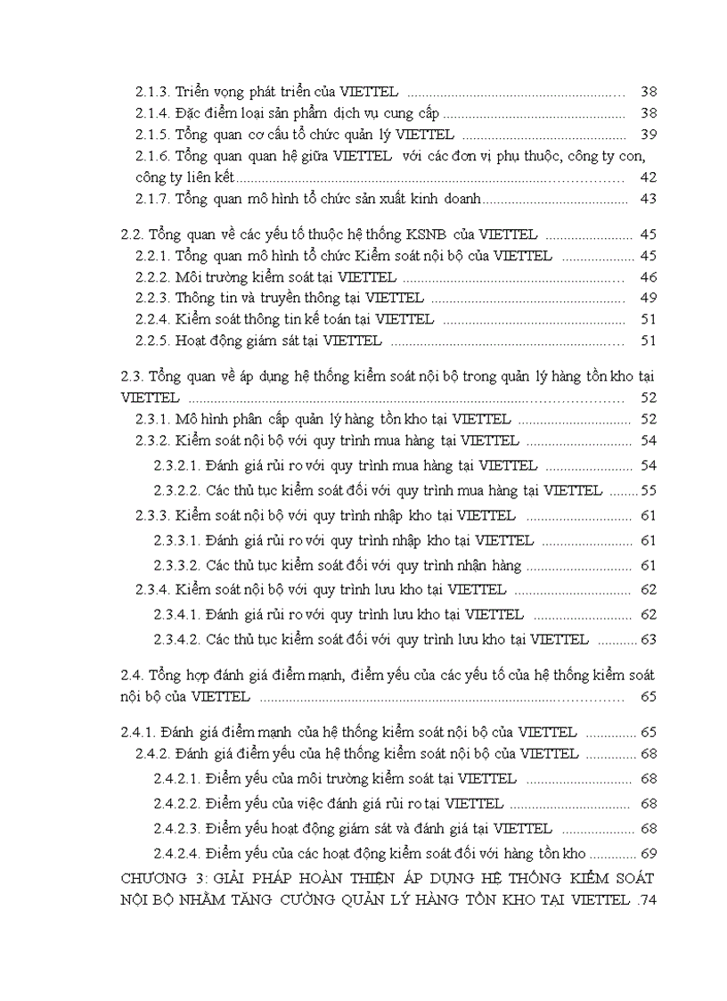 Giải pháp hoàn thiện việc áp dụng hệ thống kiểm soát nội bộ nhằm tăng cường quản lý hàng tồn kho tại VIETTEL