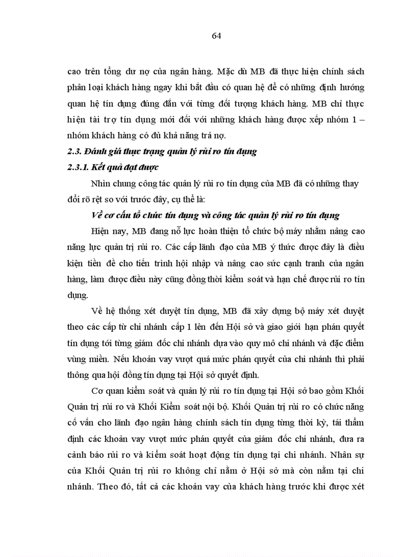 image for page Tăng cường quản lý rủi ro tín dụng tại Hội sở Ngân hàng Thương mại cổ phần Quân đội