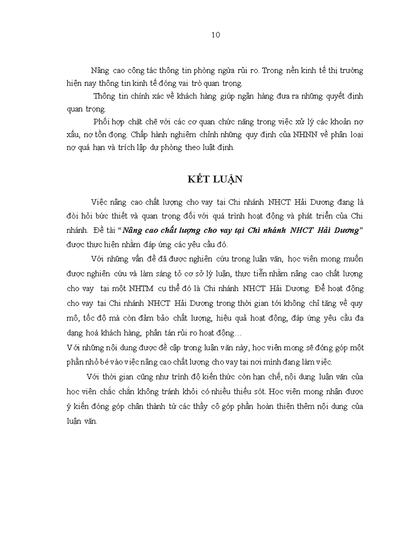 image for page Nâng cao chất lượng cho vay tại Ngân hàng TMCP Công thương Việt Nam Chi nhánh Hải Dương