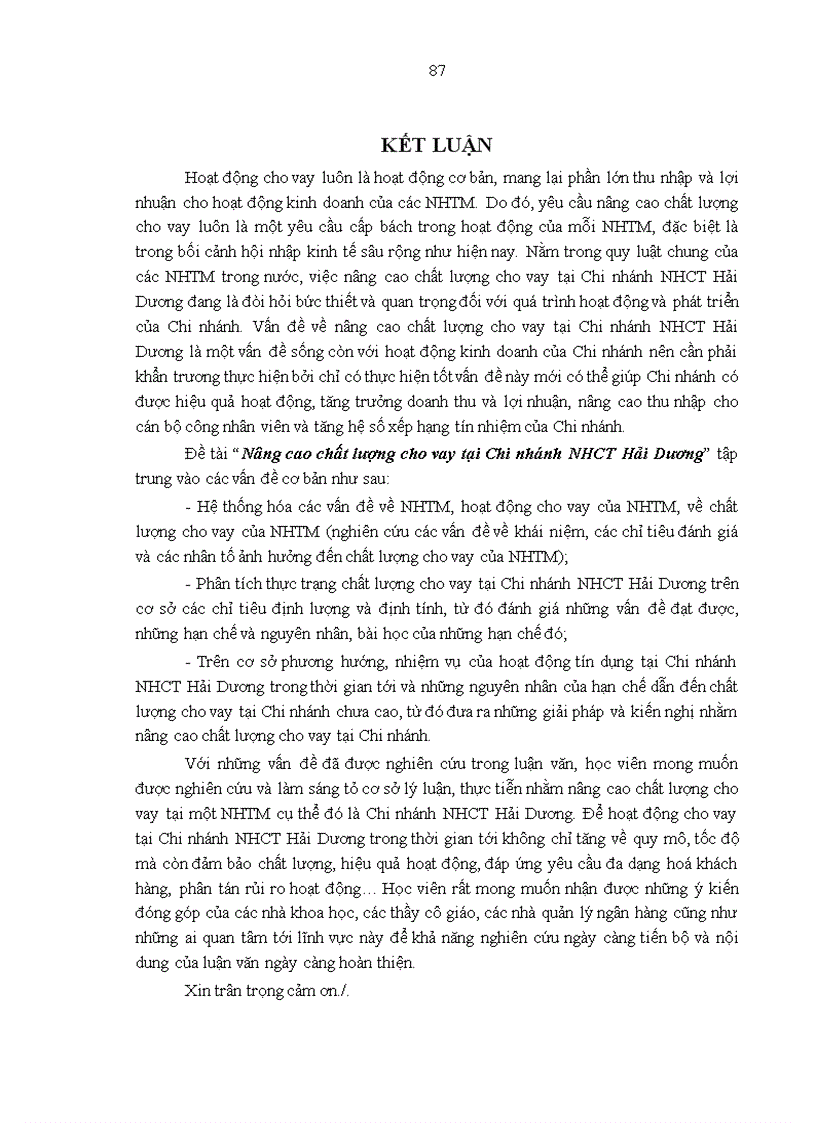 image for page Nâng cao chất lượng cho vay tại Ngân hàng TMCP Công thương Việt Nam Chi nhánh Hải Dương