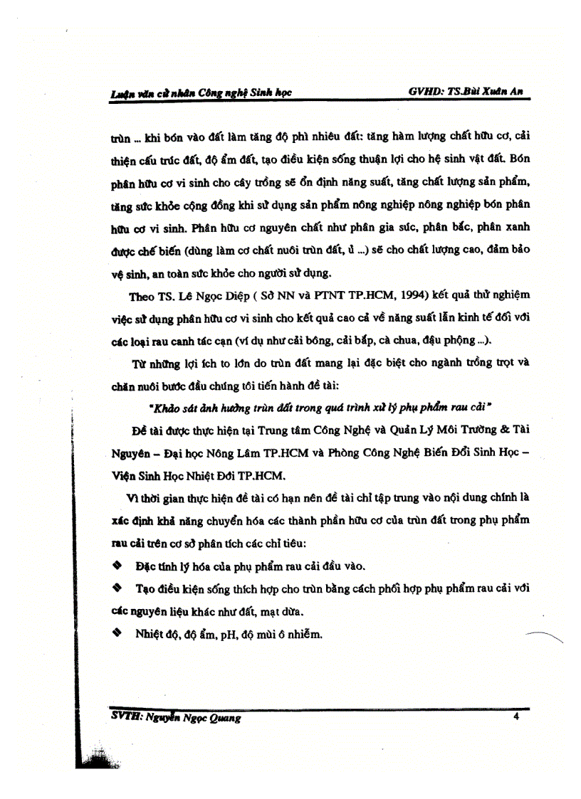 image for page Khảo sát ảnh hưởng trùn đất trong xử lý phụ phẩm rau cải