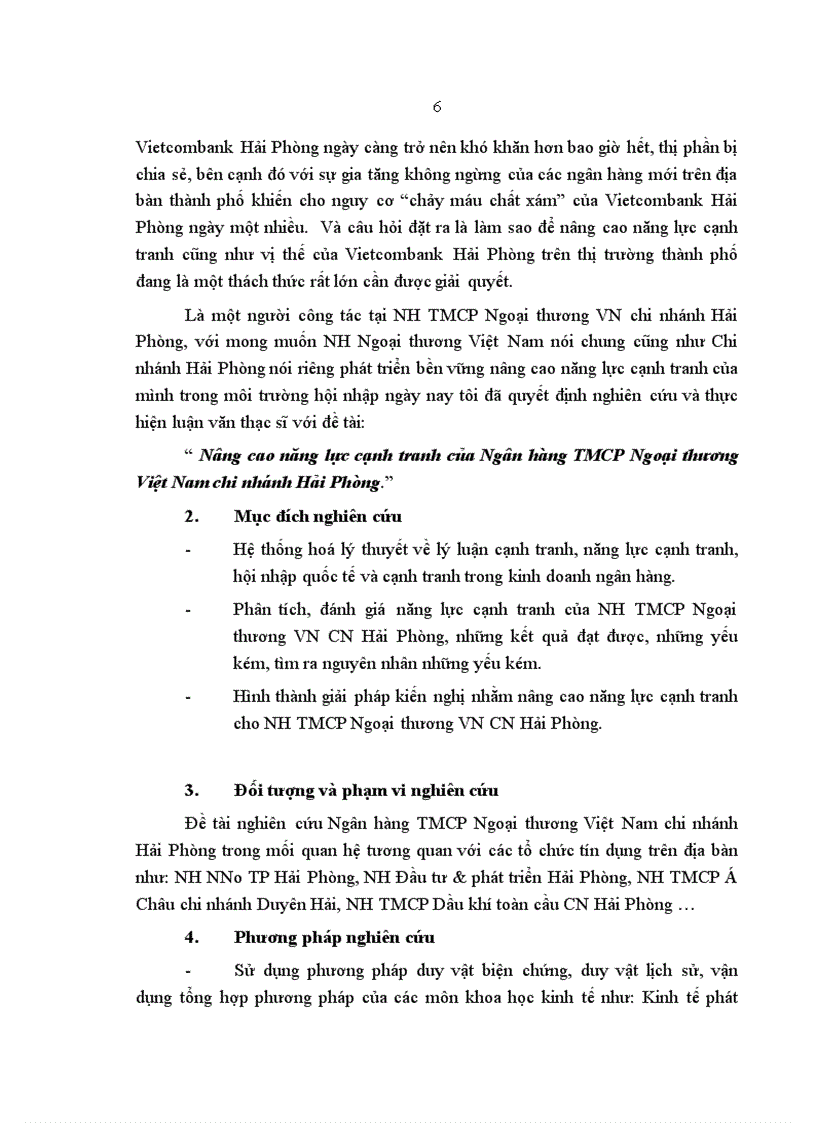 Nâng cao năng lực cạnh tranh của Ngân hàng TMCP Ngoại thương Việt Nam chi nhánh Hải Phòng