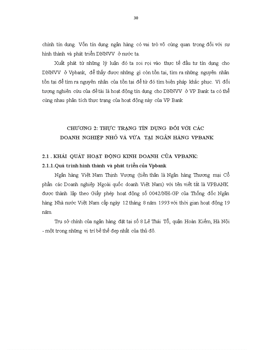 image for page Mở rộng tín dụng đối với các Doanh nghiệp nhỏ và vừa tại Ngân hàng VPBank