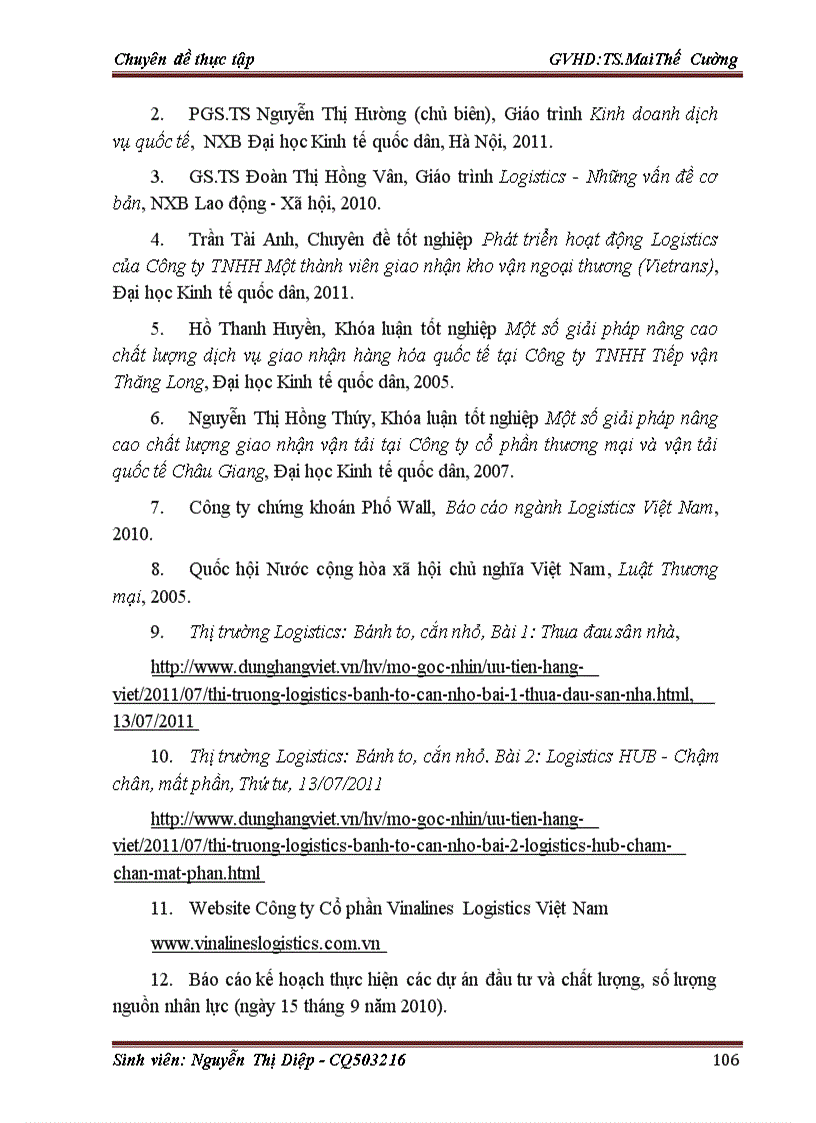 image for page Nâng cao chất lượng dịch vụ Logistics tại Công ty cổ phần Vinalines Logistics Việt Nam