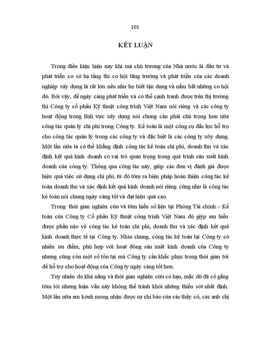 image for page Hoàn thiện kế toán chi phí doanh thu và xác định kết quả kinh doanh tại công ty cổ phần kỹ thuật công trình Việt Nam