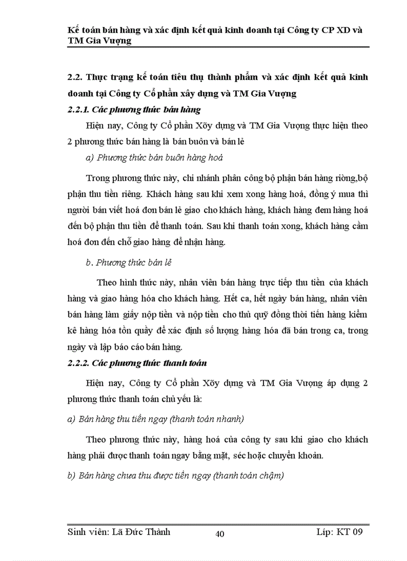 image for page Kế toán bán hàng và xác định kết quả kinh doanh tại Công ty CP XD và TM Gia Vượng