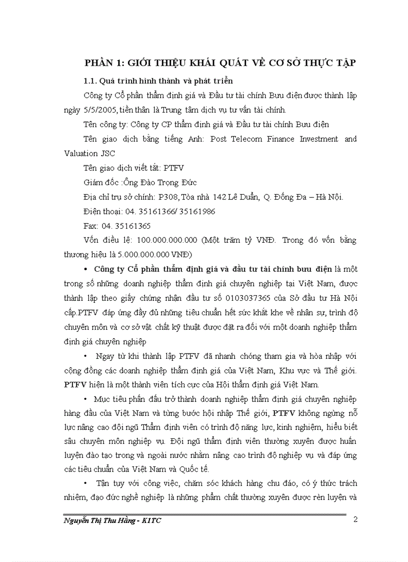 Tình hình kinh doanh của Công ty Cổ phần thẩm định giá và đầu tư tài chính bưu điện