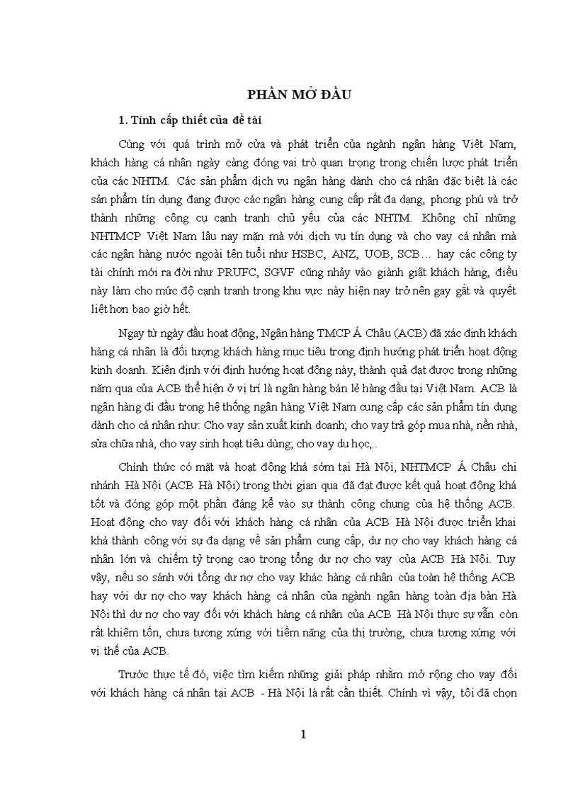 image for page Mở rộng cho vay khách hàng cá nhân tại ngân hàng TMCP Á Châu Chi nhánh Hà Nội