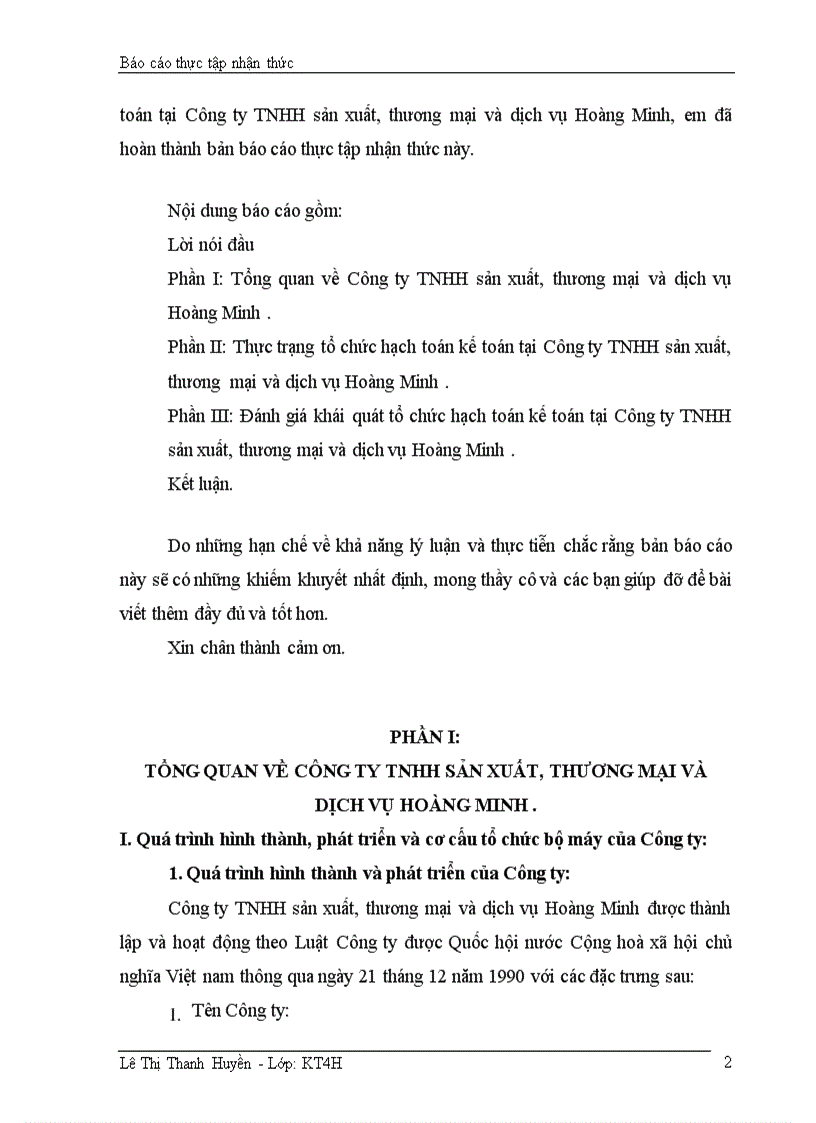 image for page Đánh giá khái quát tổ chức hạch toán kế toán tại Công ty TNHH sản xuất thương mại và dịch vụ Hoàng Minh