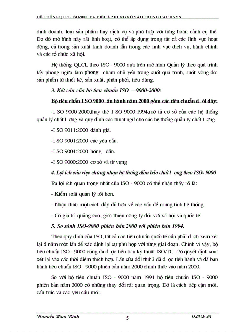 Hệ thống QLCL theo tiêu chuẩn ISO 9000 và việc áp dụng nó vào trong các doanh nghiệp Việt Nam
