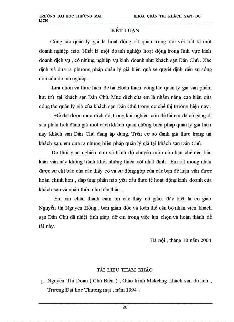 image for page Hoàn thiện chính sách giá nhằm thu hút khách đến khách sạn Dân Chủ Hà Nội