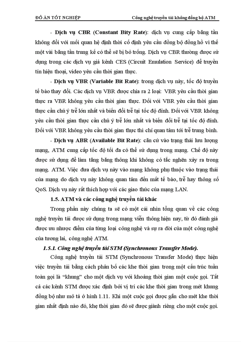 image for page Công nghệ truyền tải không đồng bộ ATM và khả năng ứng dụng truyền thoại có phân bố băng thông động trên ATM