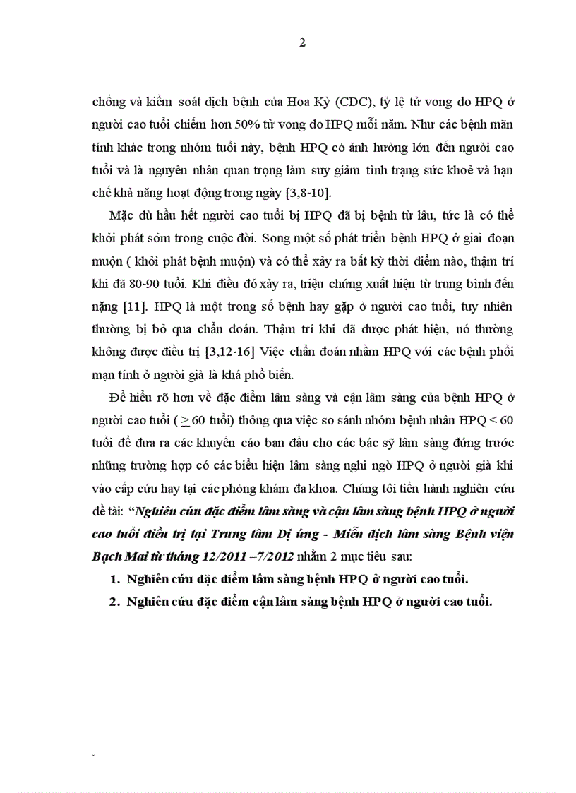 Nghiên cứu đặc điểm lâm sàng và cận lâm sàng bệnh HPQ ở người cao tuổi điều trị tại Trung tâm Dị ứng Miễn dịch lâm sàng Bệnh viện Bạch Mai từ tháng 12 2011 7 2012