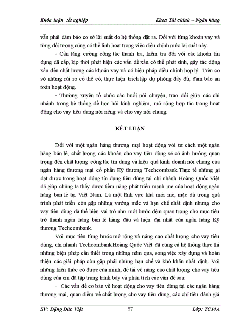 image for page Giải pháp nhằm nâng cao chất lượng cho vay tiêu dùng tại ngân hàng thương mại cổ phần Kỹ thương Việt Nam Techcombank chi nhánh Hoàng Quốc Việt