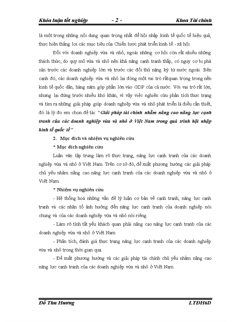 Giải pháp tài chính nhằm nâng cao năng lực cạnh tranh của các doanh nghiệp vừa và nhỏ ở Việt Nam trong quá trình hội nhập kinh tế quốc tế