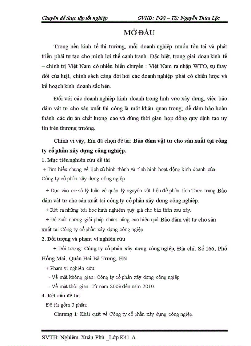 image for page Bảo đảm vật tư cho sản xuất tại công ty cổ phần xây dựng công nghiệp