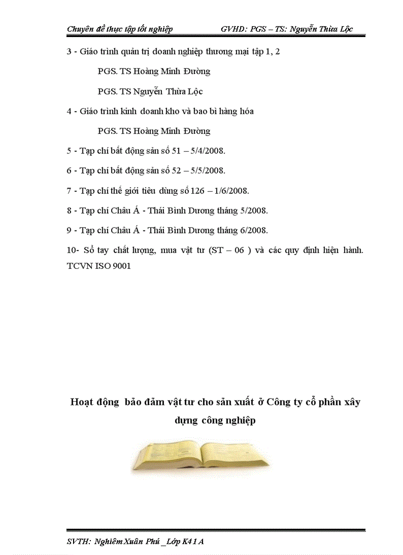 image for page Bảo đảm vật tư cho sản xuất tại công ty cổ phần xây dựng công nghiệp