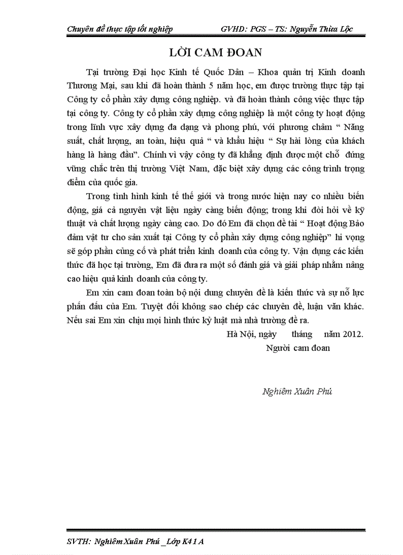 image for page Bảo đảm vật tư cho sản xuất tại công ty cổ phần xây dựng công nghiệp