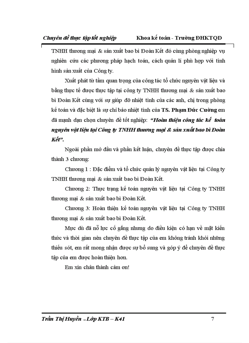 image for page Hoàn thiện công tác kế toán nguyên vật liệu tại Công ty TNHH thương mại sản xuất bao bì Đoàn Kết