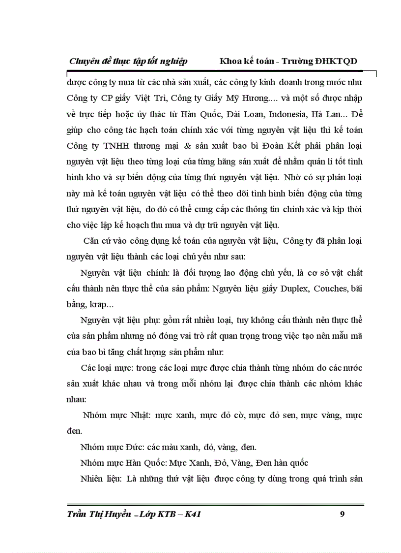 image for page Hoàn thiện công tác kế toán nguyên vật liệu tại Công ty TNHH thương mại sản xuất bao bì Đoàn Kết