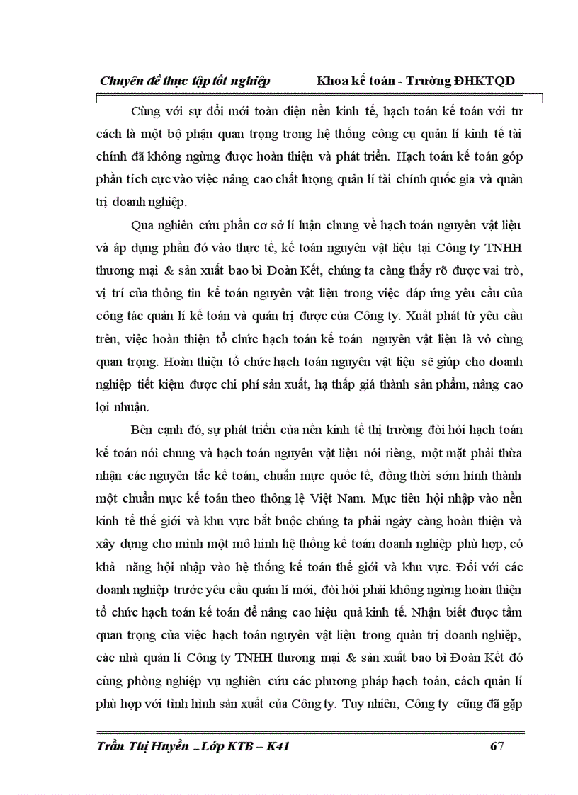image for page Hoàn thiện công tác kế toán nguyên vật liệu tại Công ty TNHH thương mại sản xuất bao bì Đoàn Kết