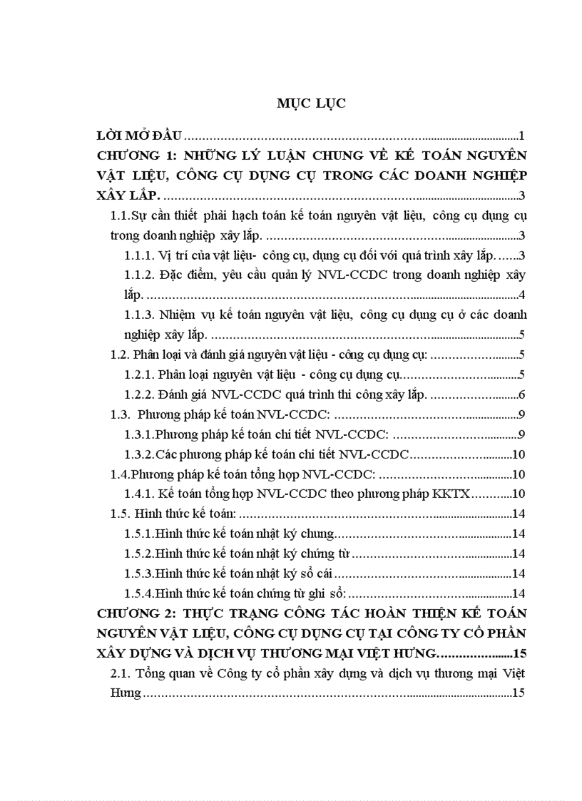 image for page Hoàn thiện kế toán nguyên vật liệu công cụ dụng cụ tại Công ty cổ phần xây dựng và dịch vụ thương mại Việt Hưng